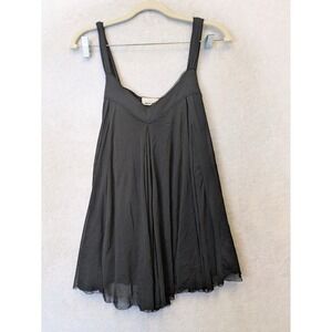 DKNY Jeans Women's Size M Black Mesh Babydoll Tank Top Whimsigoth Pleated Tunic